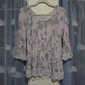 Fever Floral Ruffle Peasant Blouse